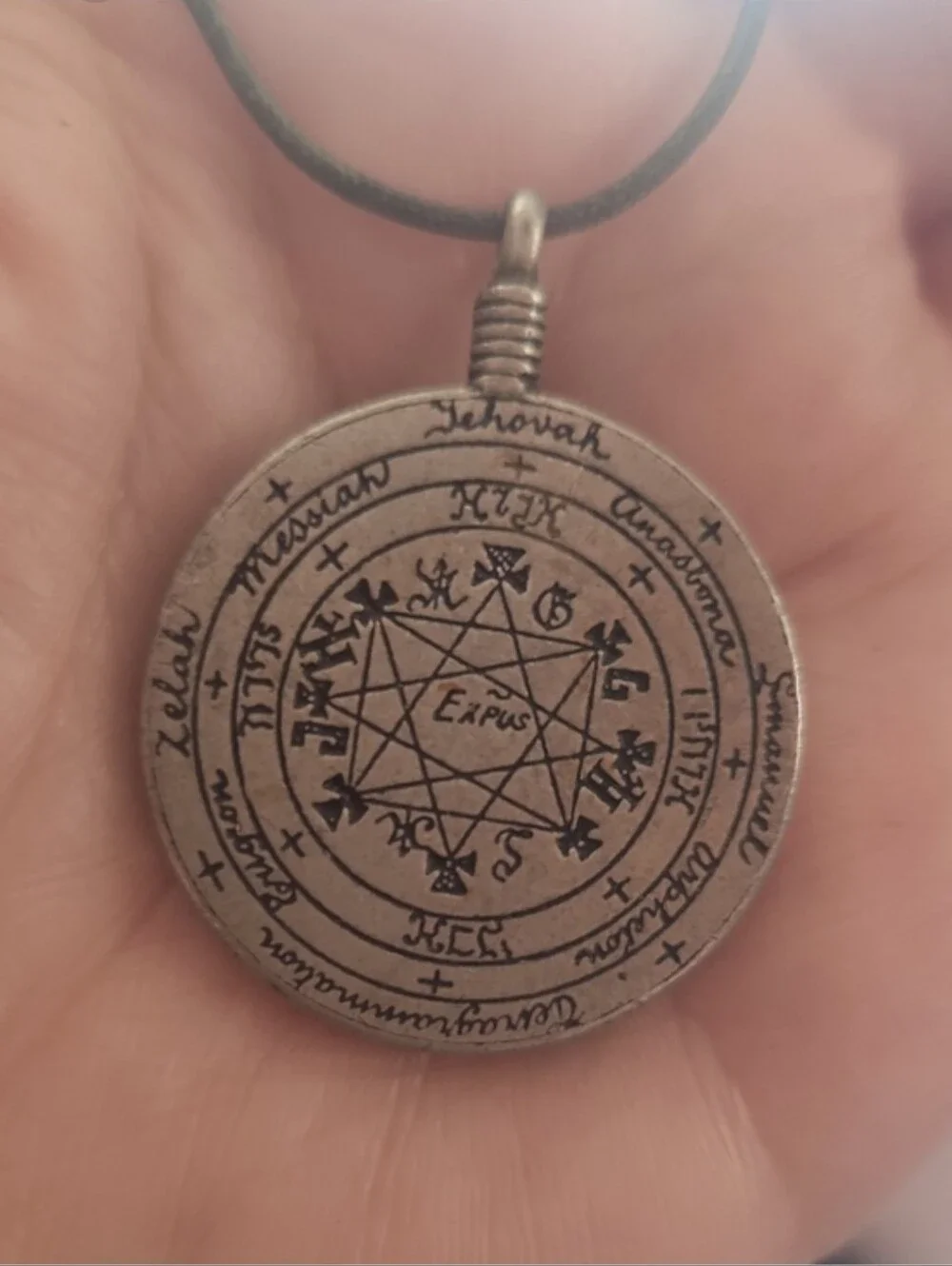 Pentacle of Solomon Amulet - King Solomon Necklace Pewter PendantDouble-sided